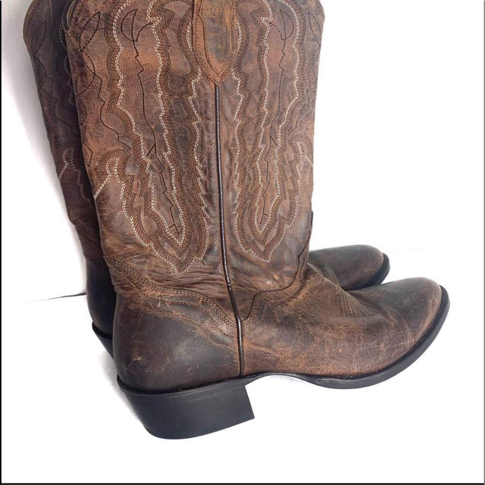 JB Dillon Western Cowboy Brown wide goat boots 10D